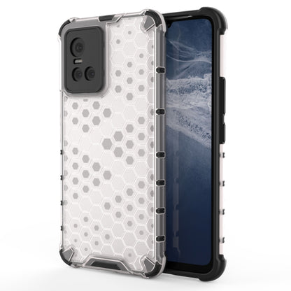 White honeycomb shockproof phone case with TPU bumper and camera cutout