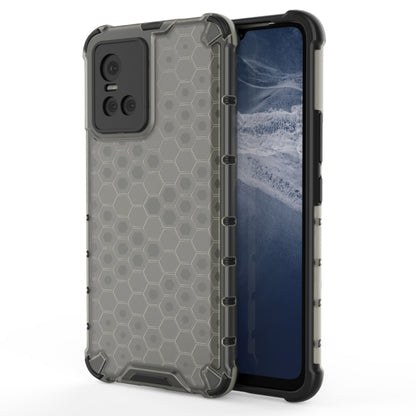 Shockproof honeycomb phone case with TPU bumper, gray with dark back panel