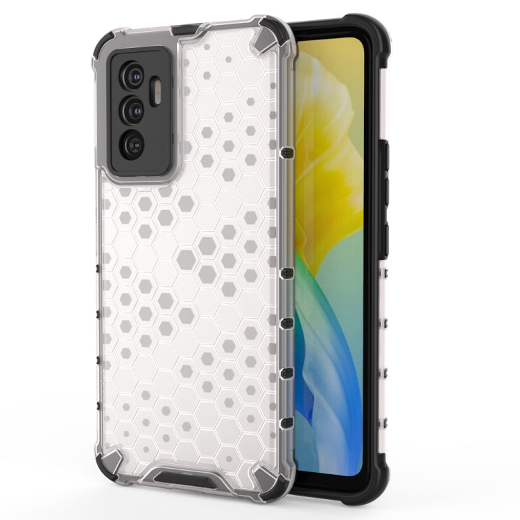 Shockproof honeycomb phone case with TPU bumper, white with dark back panel