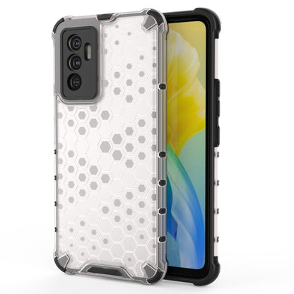 Shockproof honeycomb phone case with TPU bumper, white with dark back panel