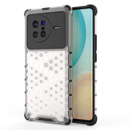 Shockproof honeycomb phone case with TPU bumper, white honeycomb with dark top panel