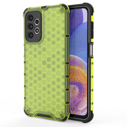 Shockproof honeycomb protective phone case in green with shock-absorbing TPU frame