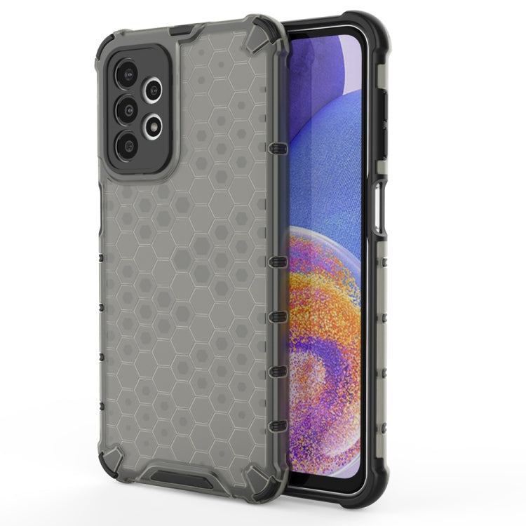 Shockproof honeycomb protective phone case in gray with TPU shock corners
