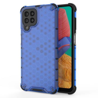 Shockproof honeycomb protective phone case in blue with rugged TPU edge guards