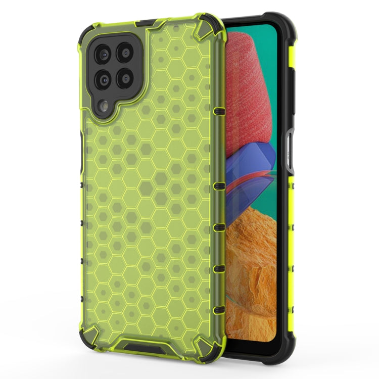 Shockproof honeycomb protective phone case in lime green with TPU bumper protection