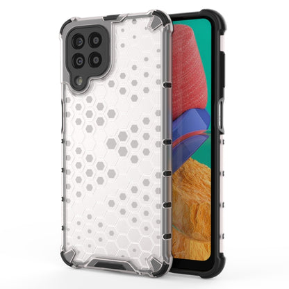 Shockproof honeycomb protective phone case in white with TPU shock-absorbing corners