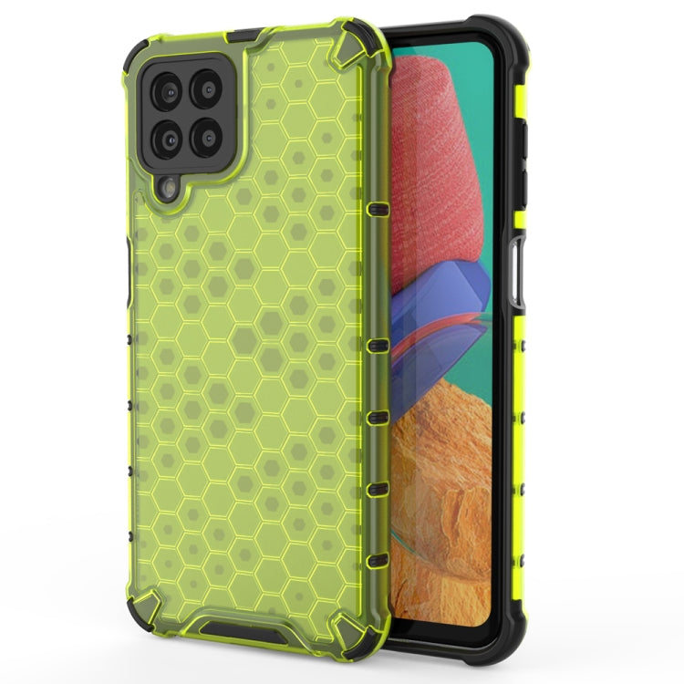 Shockproof honeycomb phone case with TPU bumper, green with black corners