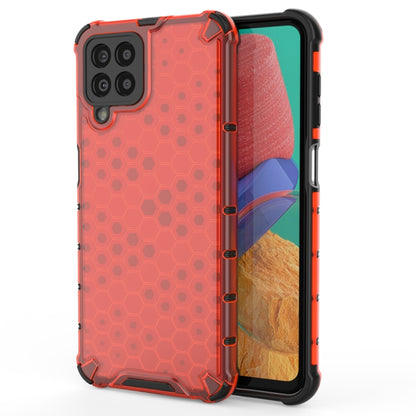 Shockproof honeycomb phone case with TPU bumper, red with black corners