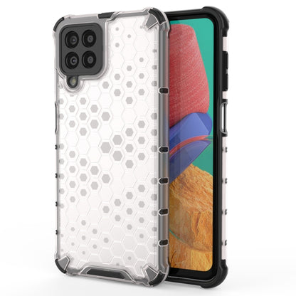 Shockproof honeycomb phone case with TPU bumper, white with black corners