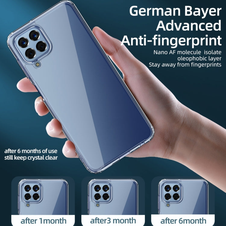 Clear phone case held in hand, with precise camera cutouts and button access