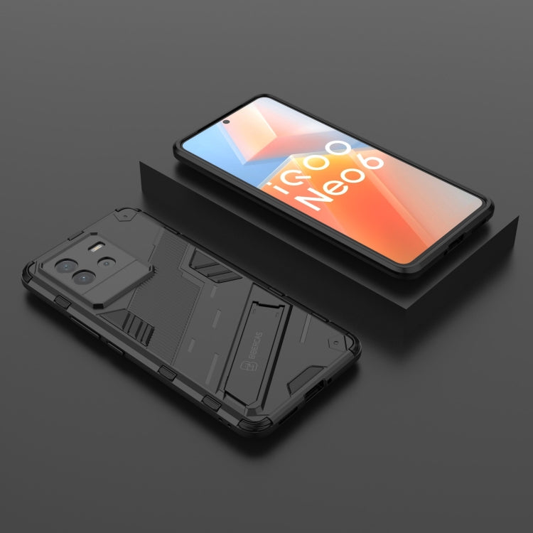 Black rugged phone case with kickstand and holder for vivo iQOO Neo6 5G