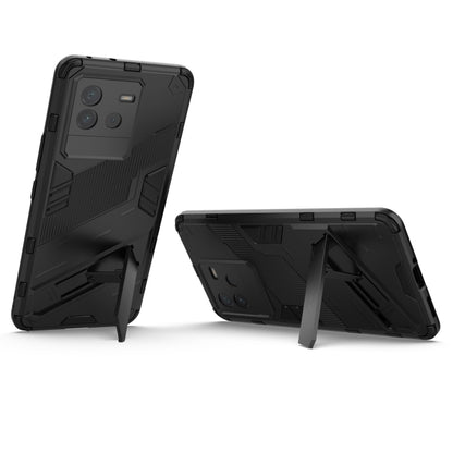 Black kickstand phone case with armored TPU/PC design and holder for vivo iQOO Neo6 5G