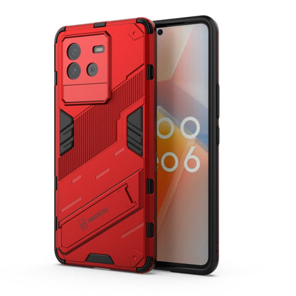 Red armored PC + TPU phone case with holder for vivo iQOO Neo6 5G