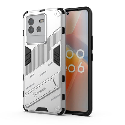 White armored PC + TPU phone case with holder for vivo iQOO Neo6 5G