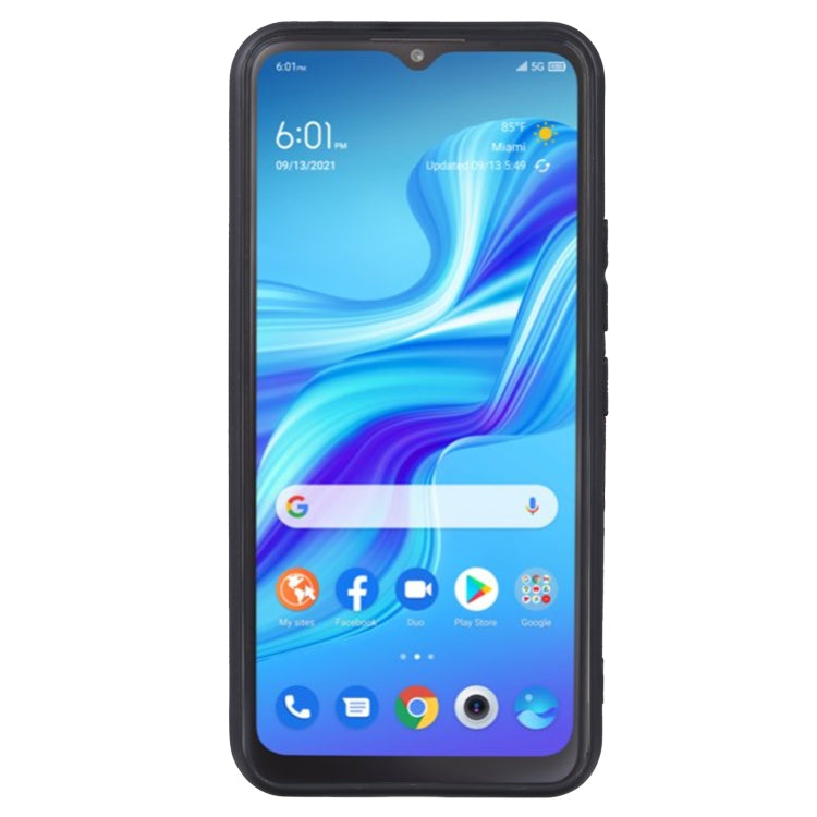 Black TPU phone case covering a smartphone front, slim protective fit