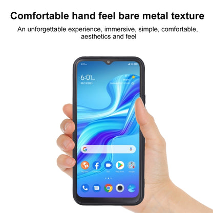 Black TPU phone case on a smartphone, slim grippy profile shown in hand