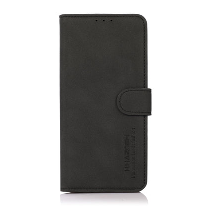 KHAZNEH black leather folio phone case with side flip strap and stitching