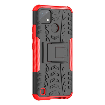 Red tire-texture TPU/PC phone case with holder window and textured grip
