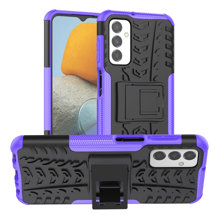 Purple tire tread TPU+PC phone case with built-in phone holder/kickstand
