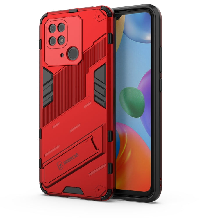 Red rugged phone case with reinforced corners and camera lens cutouts