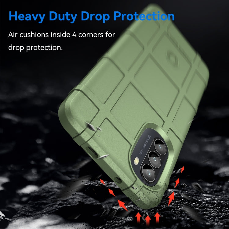 Green shockproof rugged TPU case with raised corner protection and camera cutout