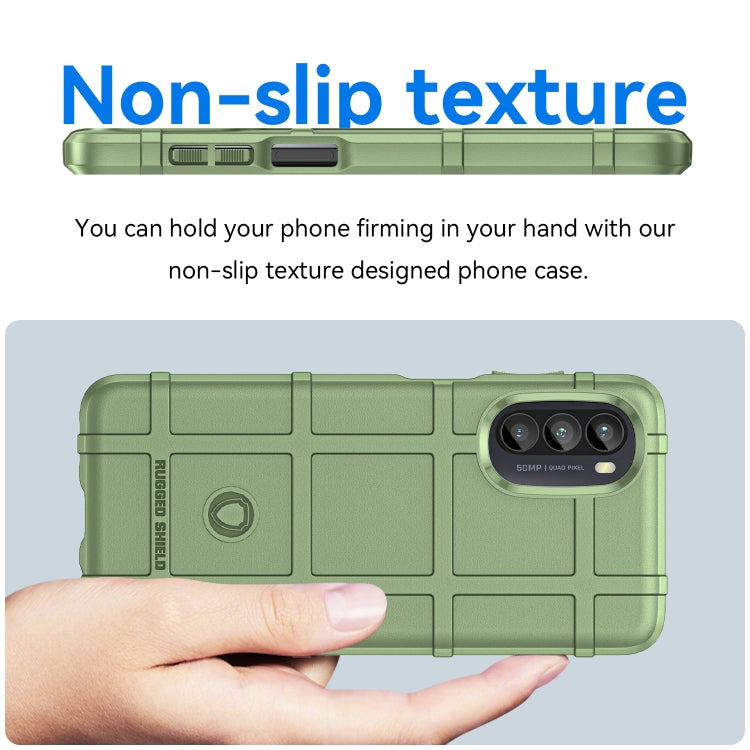 Green non-slip textured TPU phone case with grip edges and camera lens opening