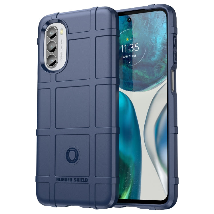 Blue rugged TPU phone case with shockproof armor shell and camera opening