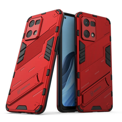 Red TPU shockproof phone case with armor design, back and front shown