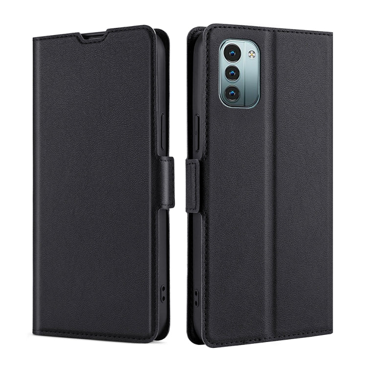 Ultra-thin black leather phone case with side buckle for Nokia G21/G11