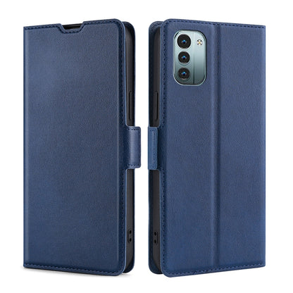 Ultra-thin blue leather phone case with side buckle for Nokia G21/G11