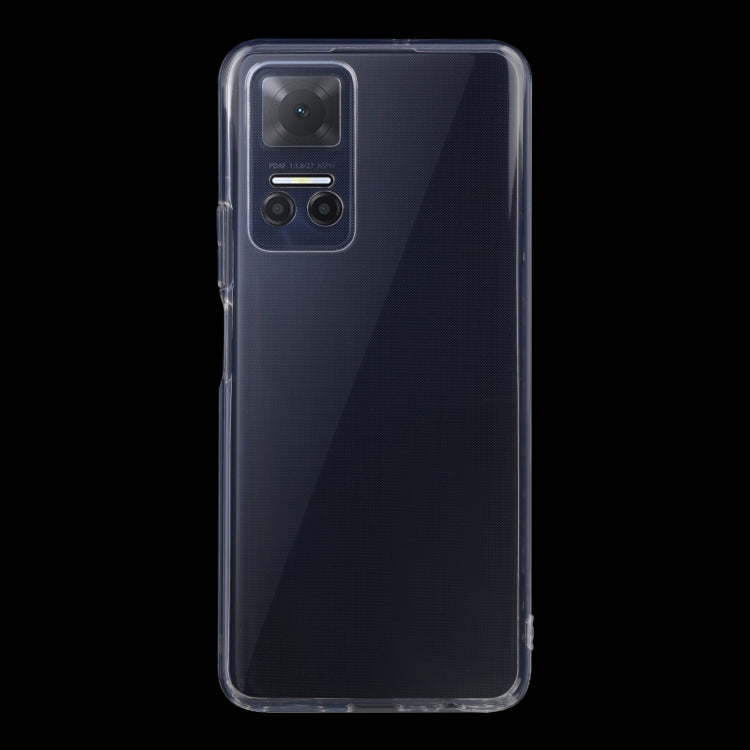 Transparent TPU phone case, back view with camera and flash cutouts