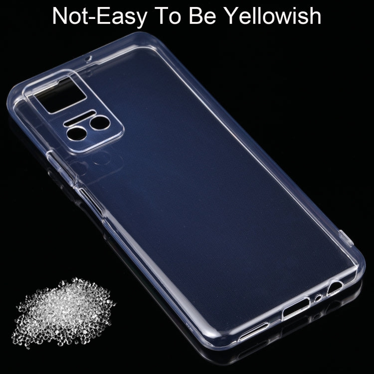 Transparent TPU phone case with rear cutouts and raised edges for protection
