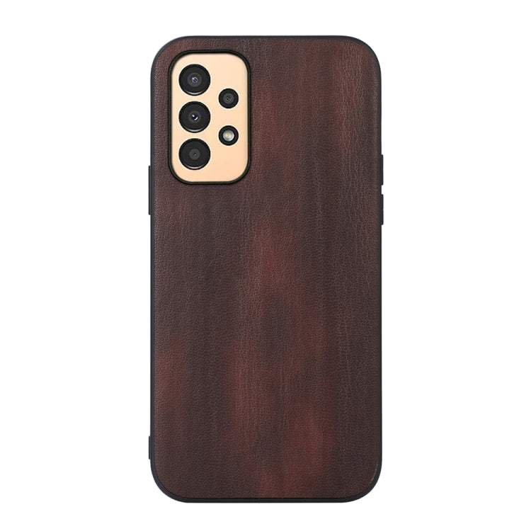 Textured PU phone case with camera cutouts, brown