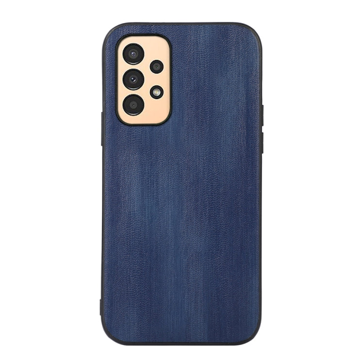 Textured PU phone case with camera cutouts, blue