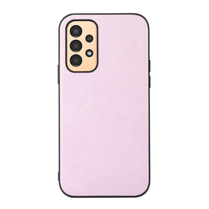 Cowhide-texture PU phone case in pink, with cutouts for camera and buttons