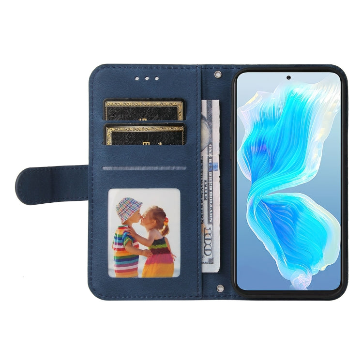 Blue leather wallet phone case with card slots and inner ID pocket