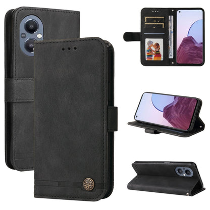 Black leather folio phone case with card slots, metal button, and kickstand