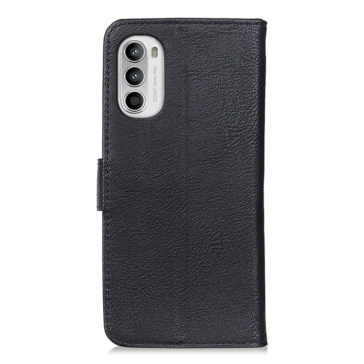 Black cowhide texture leather phone case with camera cutouts and side flip strap