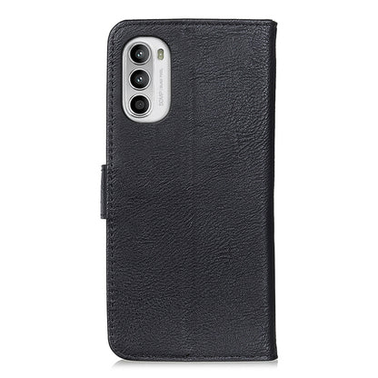 Black cowhide texture leather phone case with camera cutouts and side flip strap
