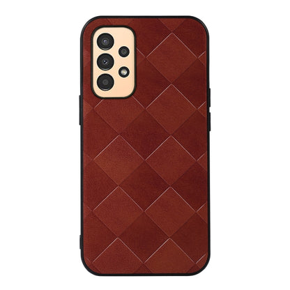 Red weave plaid PU phone case with quilted diamond pattern and camera cutouts