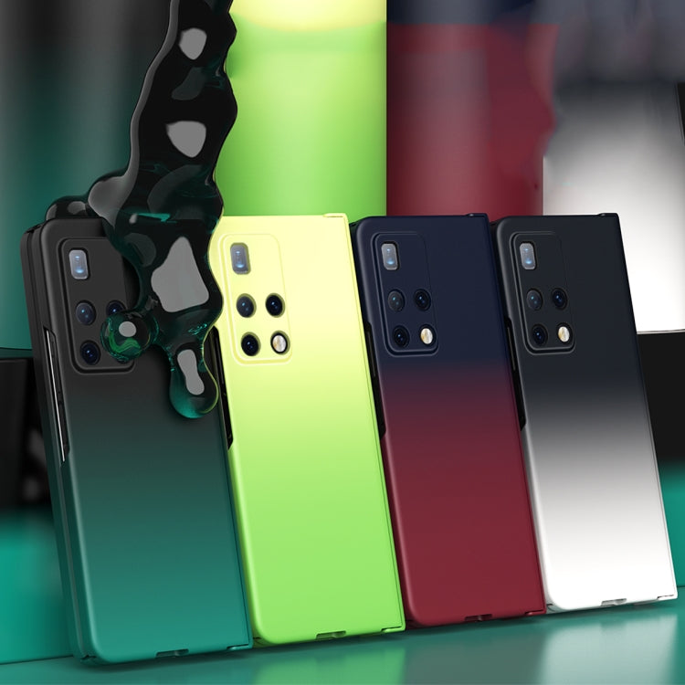 Set of gradient foldable phone cases in black, green, red, and white