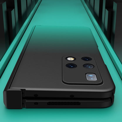 Black gradient foldable phone case showing camera openings and protective edges
