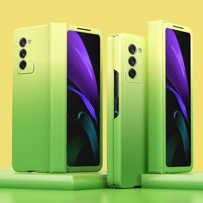 Lime green gradient foldable phone case in two-piece style with camera openings