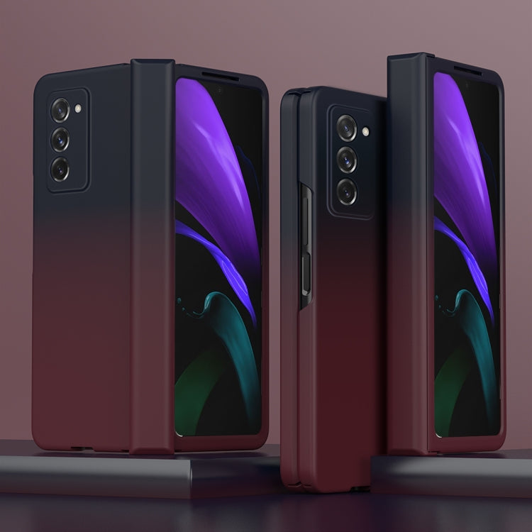 Colorful gradient phone case with black frame, deep purple gradient, camera cutouts