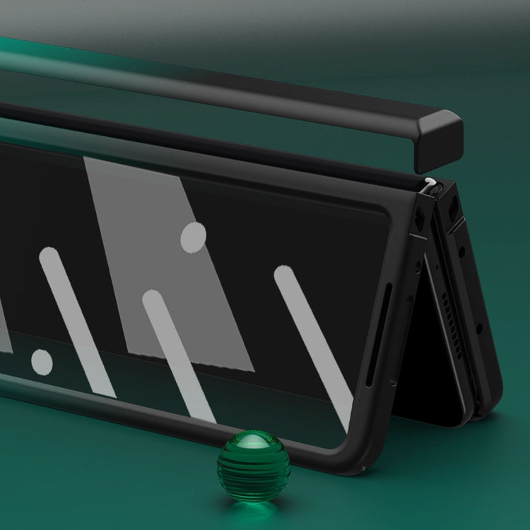 Tempered film integrated phone case, black with side frame and blue screen film