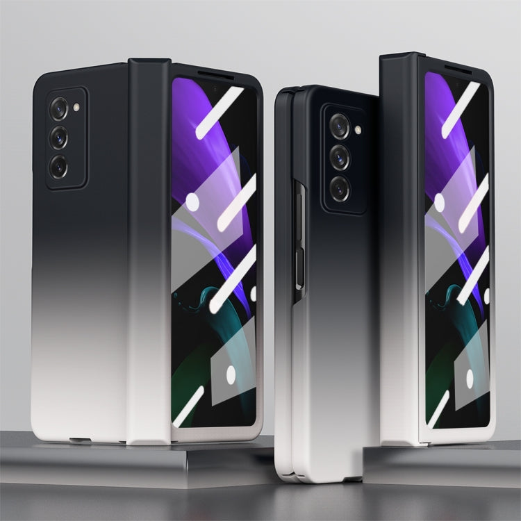 Tempered film integrated phone case, black with purple gradient screen protector film