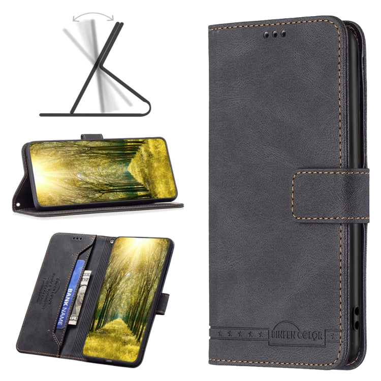 Magnetic buckle RFID flip leather phone case with card slots, black/charcoal