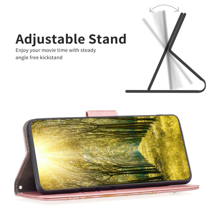 Rose gold crocodile-texture leather wallet phone case with cover opening for screen