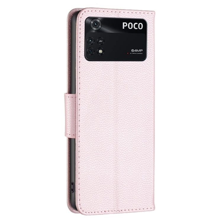 Rose gold litchi-texture leather phone wallet case with cutout for camera area