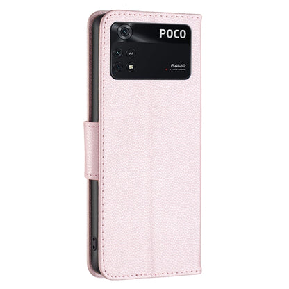 Rose gold litchi-texture leather phone wallet case with cutout for camera area
